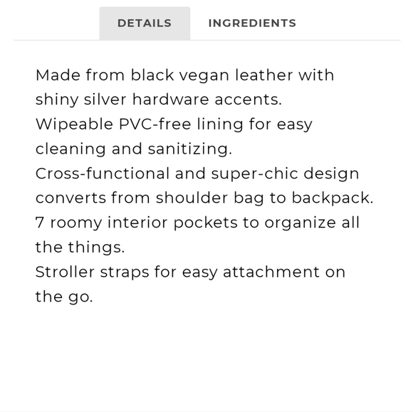 Black vegan leather diapers bag by honest - Picture 10 of 11